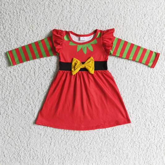 Christmas Red Stripe Girls Dress