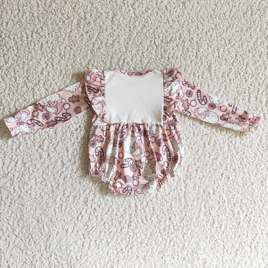 Christmas Pink Santa long sleeves romper