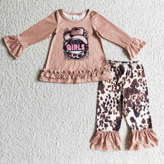 Fall Outfits Let's Girls Cow Ruffle Outfits
