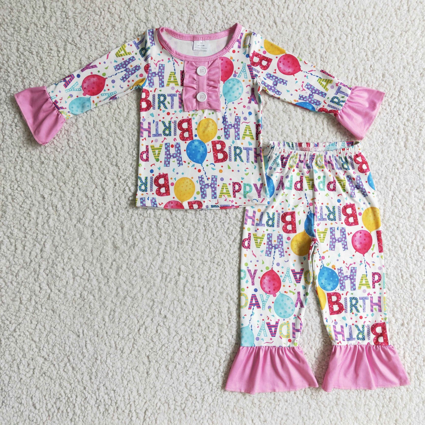 Happy Birthday Pink Girls Pajamas