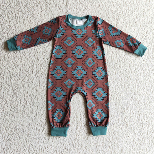 Blue Western Baby long Romper