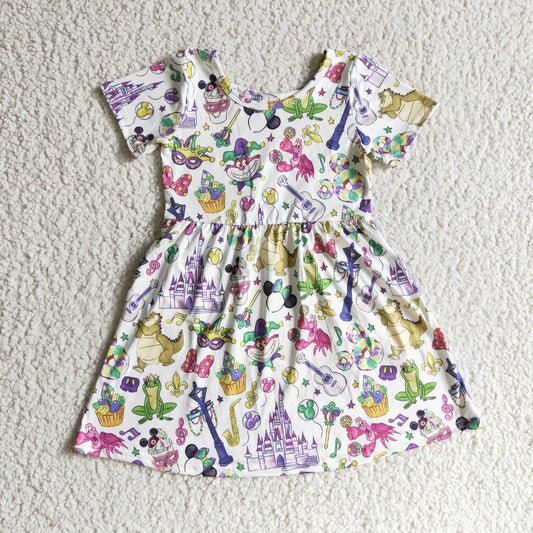 Purple Cartoon Girls Dress