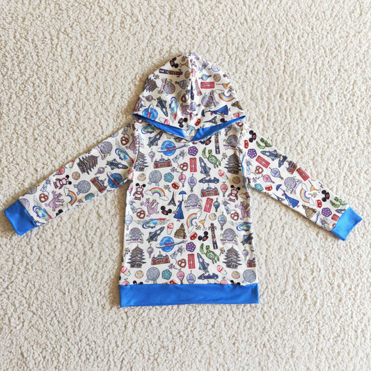 Blue Cartoon hooded