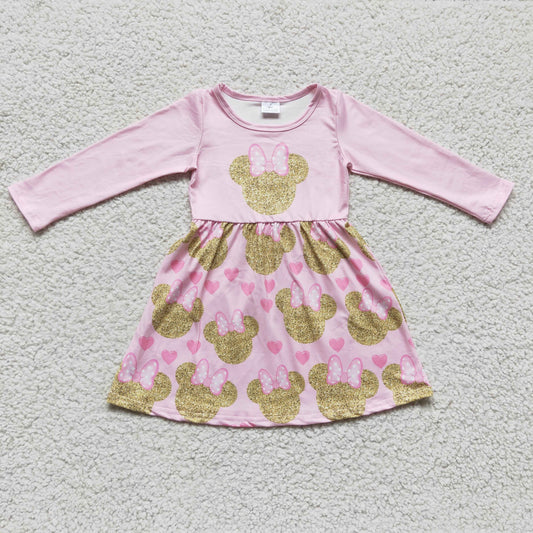 Pink Cartoon Girls Dress