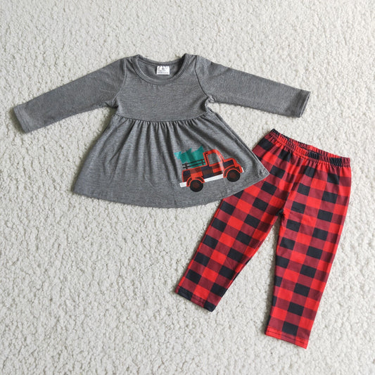 Grey Car Girls Christmas suit