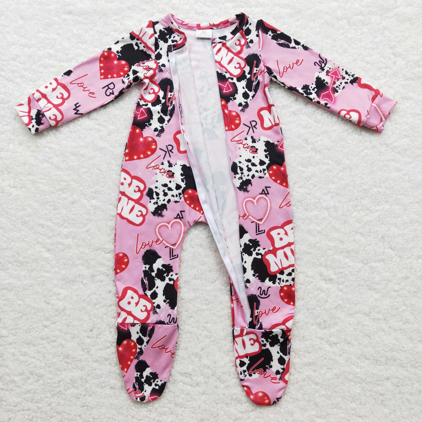 Pink Cow Baby Romper With zipper