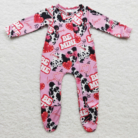 Pink Cow Baby Romper With zipper