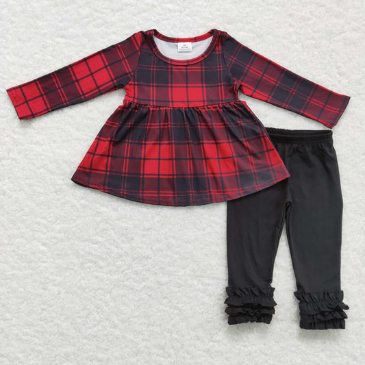 Fall Outfits Red Plaid Stripes Leopard Pants