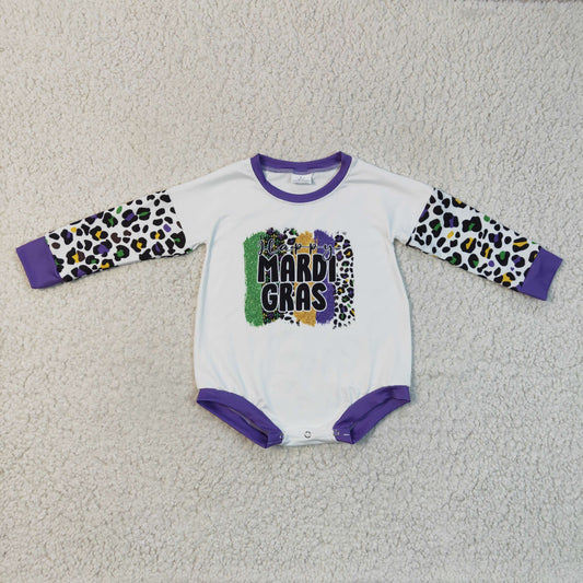 Leopard MARDI GRAS Long Sleeves Romper