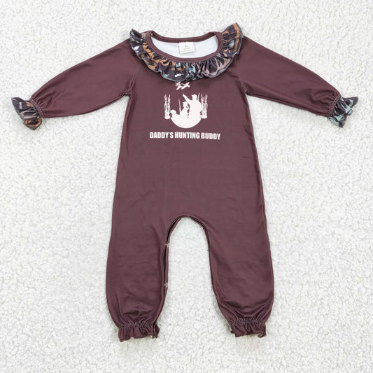 Brown DADDY'S HUNTING Ruffle Baby long Romper