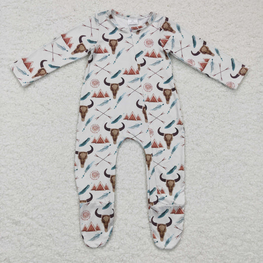 Western Cow Romper With zipper
