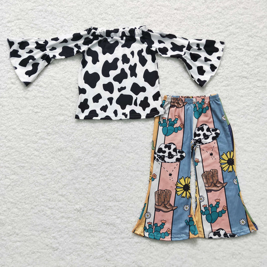 Cactus Boot Flower Milk Cow Girls Set
