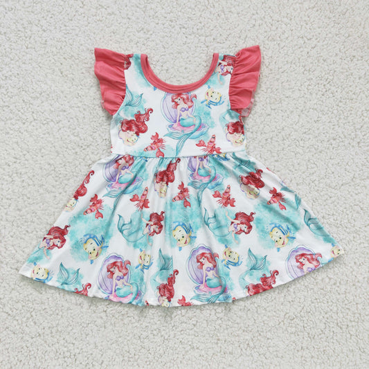 big skirt Blue Mermaid Red ruffles dress
