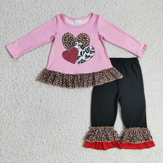 Valentine's Day Pink Leopard Girls Set