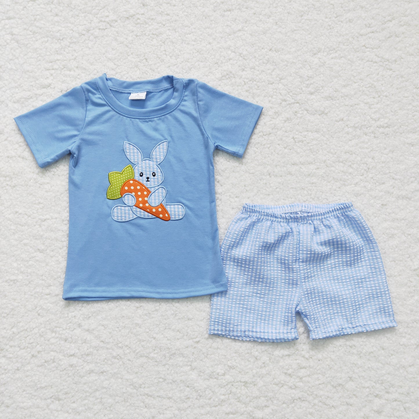 Easter Embroidered Bunny Boy Suit Summer Set