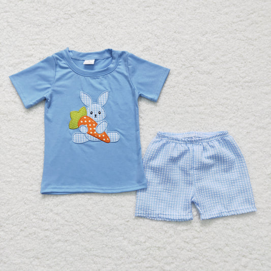 Easter Embroidered Bunny Boy Suit Summer Set