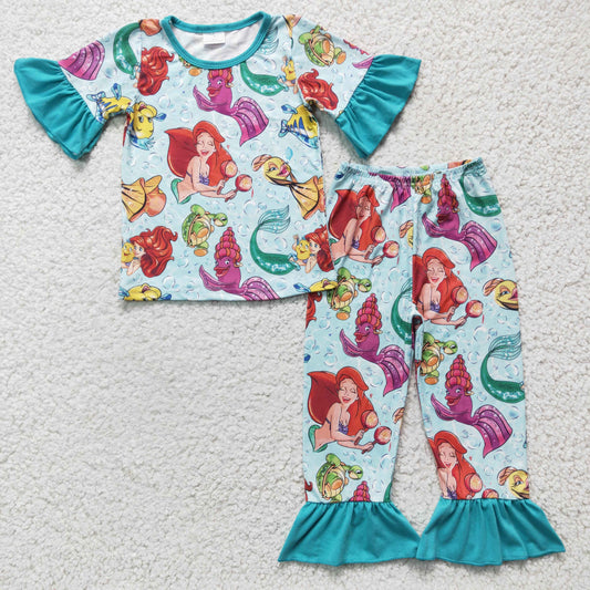 Blue  Mermaid Girls Pajamas