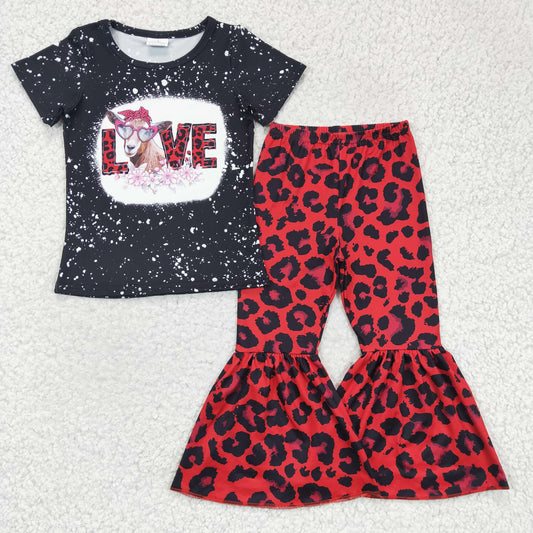 Valentine's Day Red Cow Ruffle Girls Set