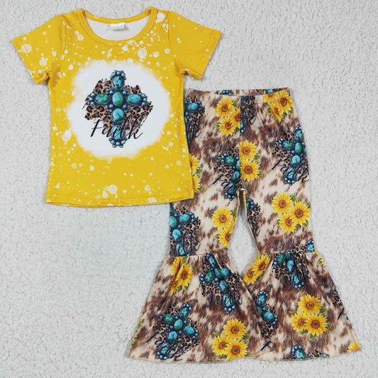 Yellow Sunflower Cross Girls Set