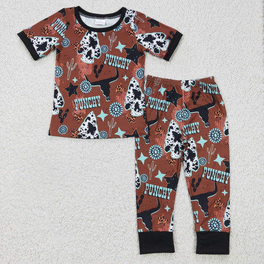 Western Cactus Cow Stars Pajamas