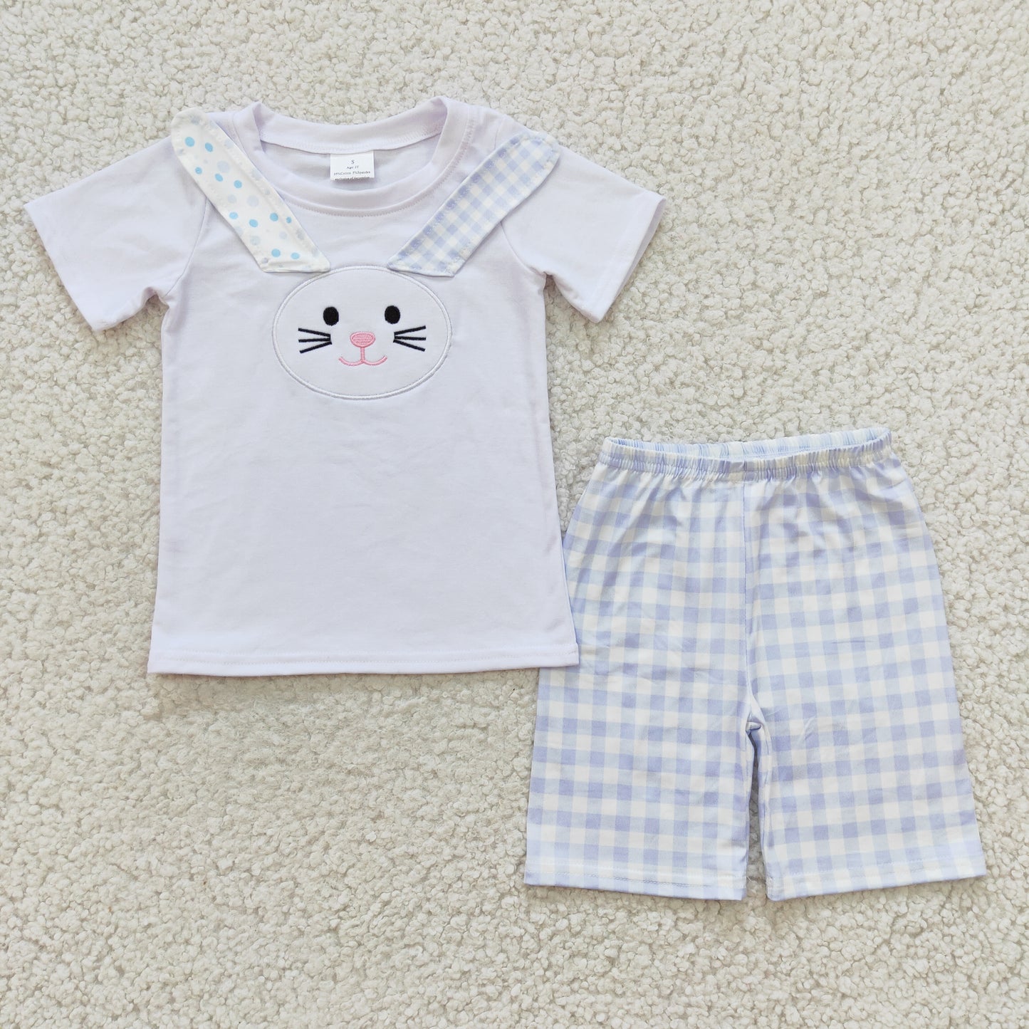 Easter Embroidery Bunny Boy Short Outfits