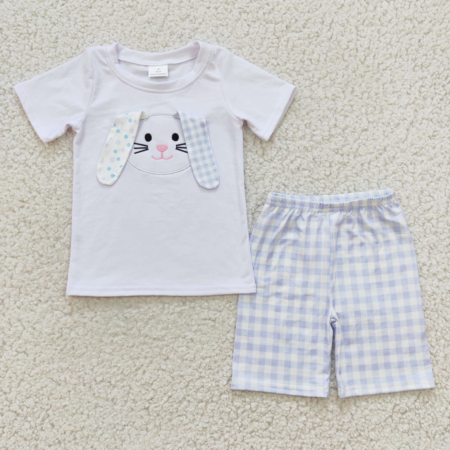 Easter Embroidery Bunny Boy Short Outfits