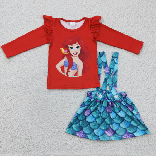 RED CARTOON RUFFLE OVERALLS