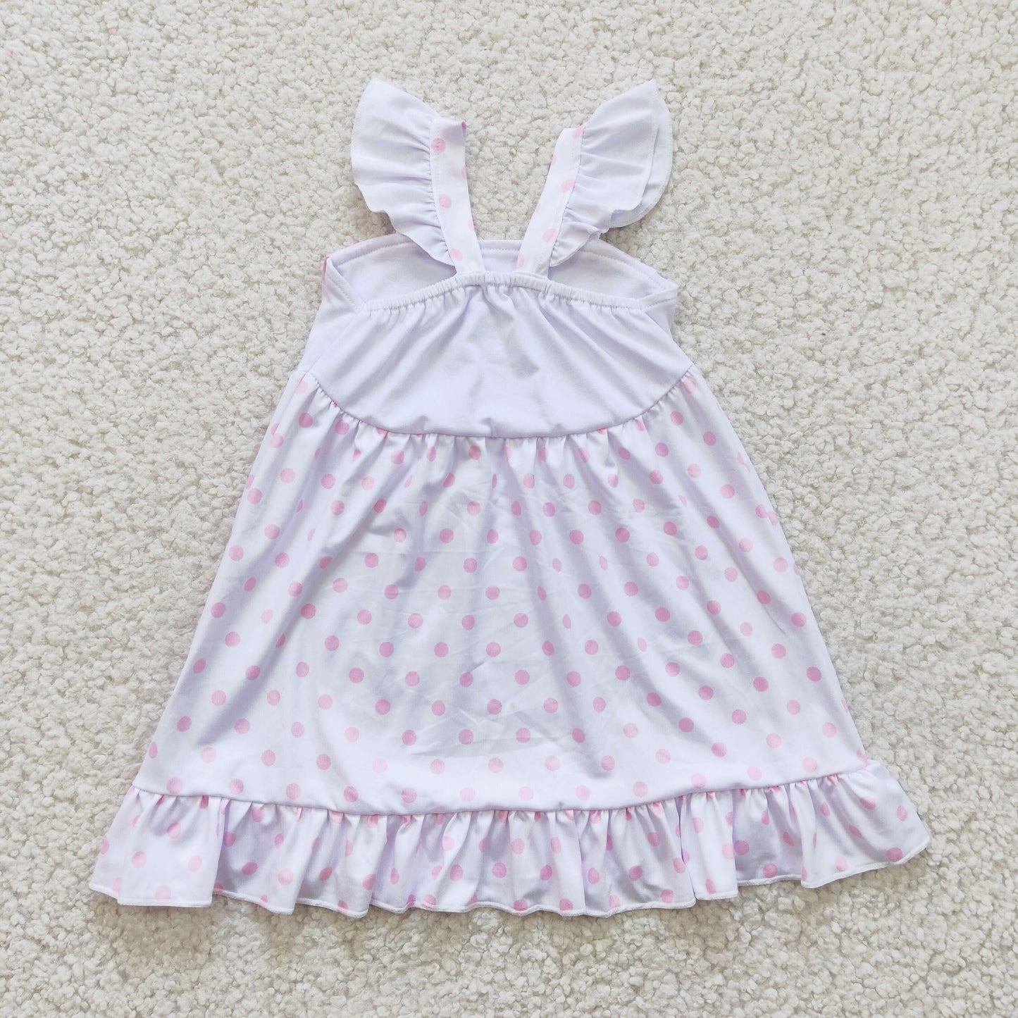 Easter Embroidery Bunny Ruffle Girls Dress