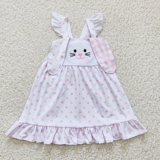 Easter Embroidery Bunny Ruffle Girls Dress