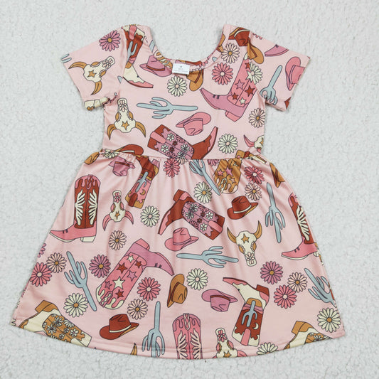 Western Boot Cactus Short Sleeve Skirt