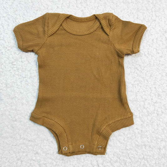 Brown Rubbed material Short Sleeve Jumpsuit
