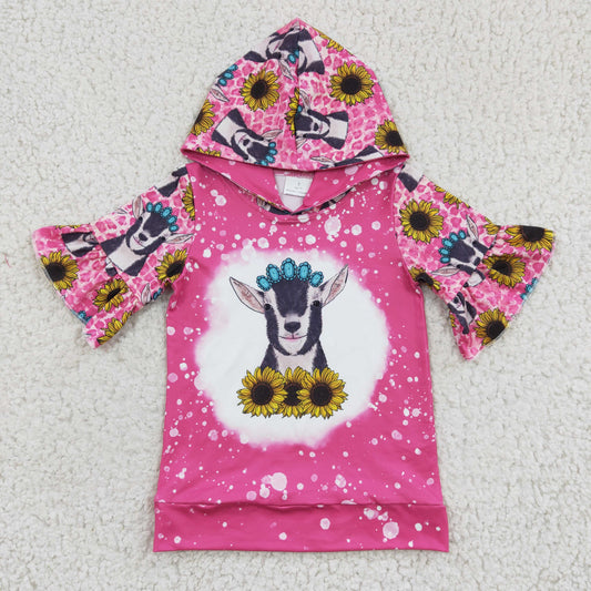 Pink Sunflower Cow hooded