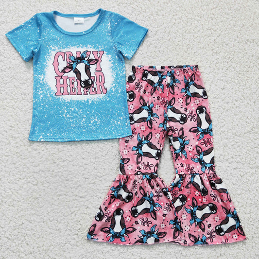 Blue Cow Cartoon Girls Set