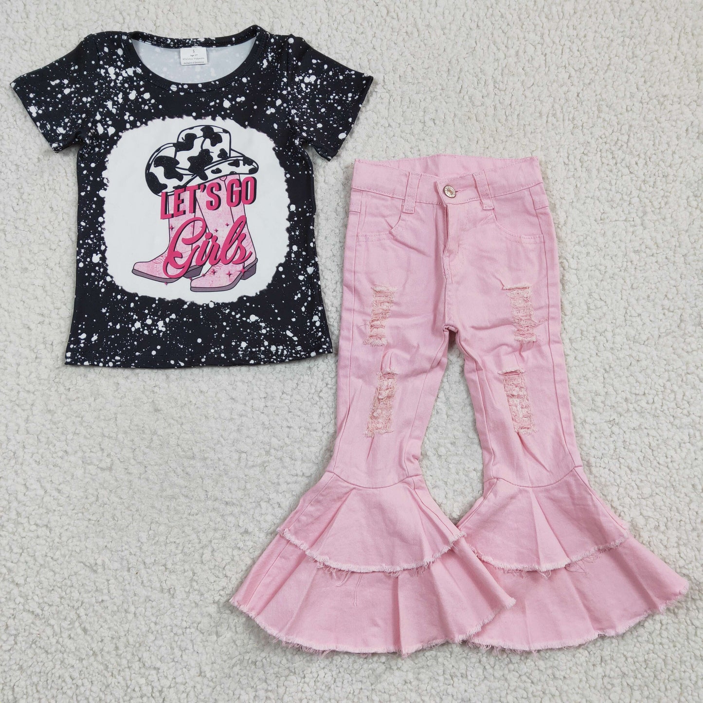 Western Let's Go Baby Shirt Pink Jeans