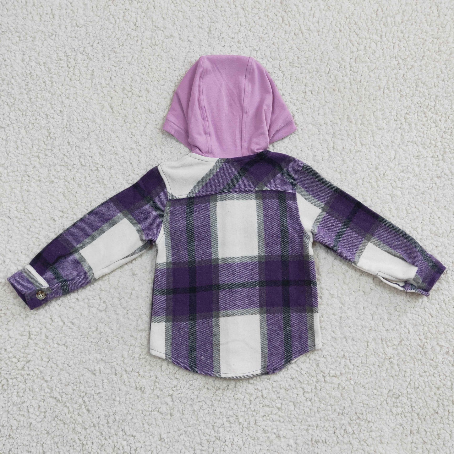 Fall Flannel Shacket With Purple Hat