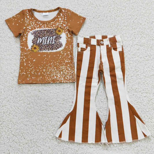 Brown Sunflower MINI Baby shirt + Stripe Jeans