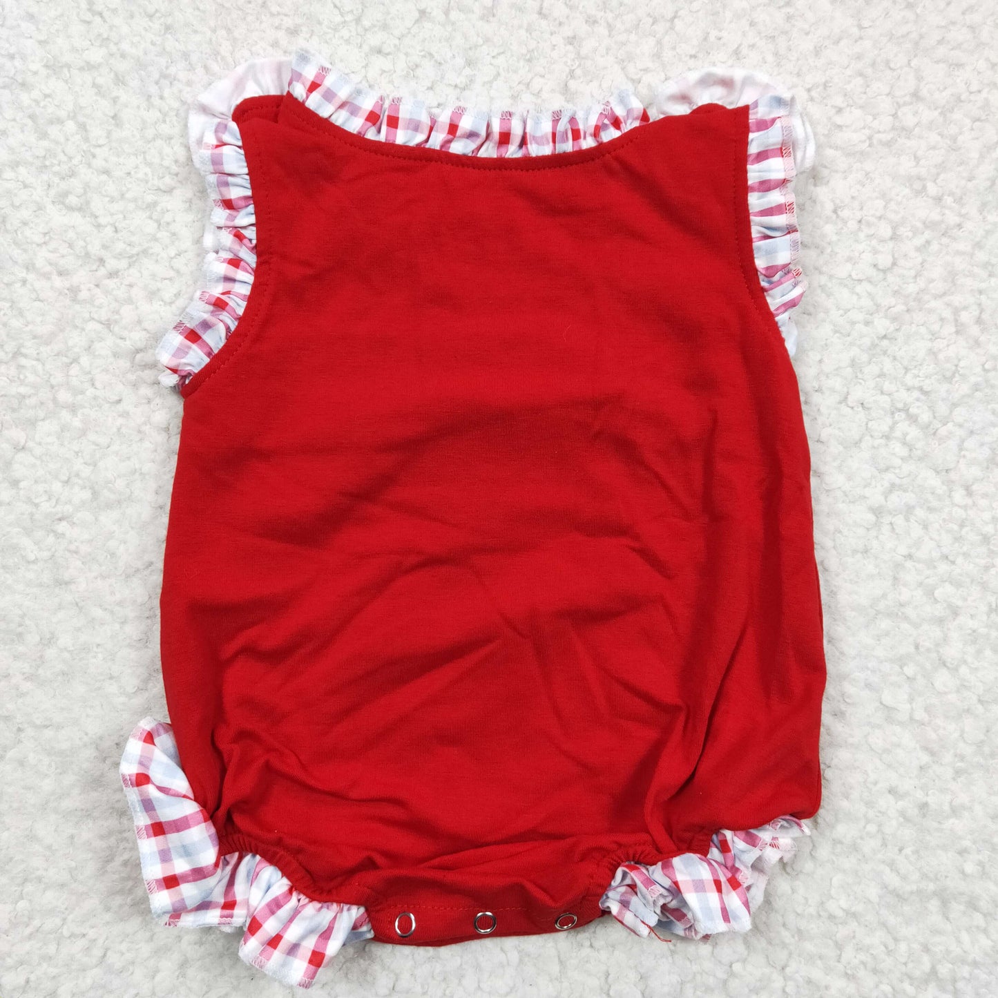 Red Crab Embroidery Girls Baby Romper