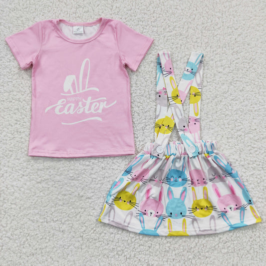 Easter Bunny Overall Girls Set