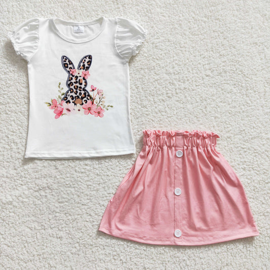 Easter Bunny Flower Short +Skirt Girls Summer Set