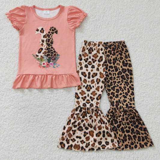 Easter Leopard Bunny Girls Outfits