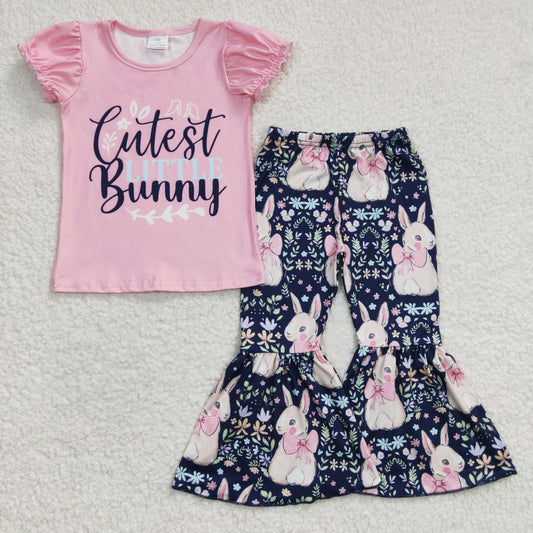 Easter Pink Flower Bunny Girls Outfits