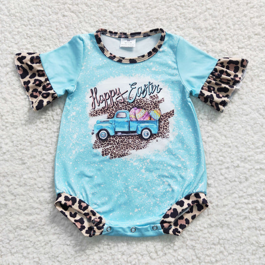 Easter Leopard Blue Egg baby romper