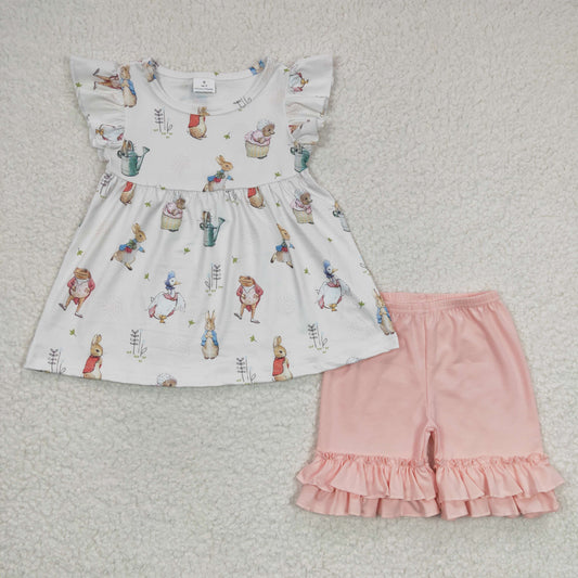 Easter Bunny Pink Short Summer Girls Set