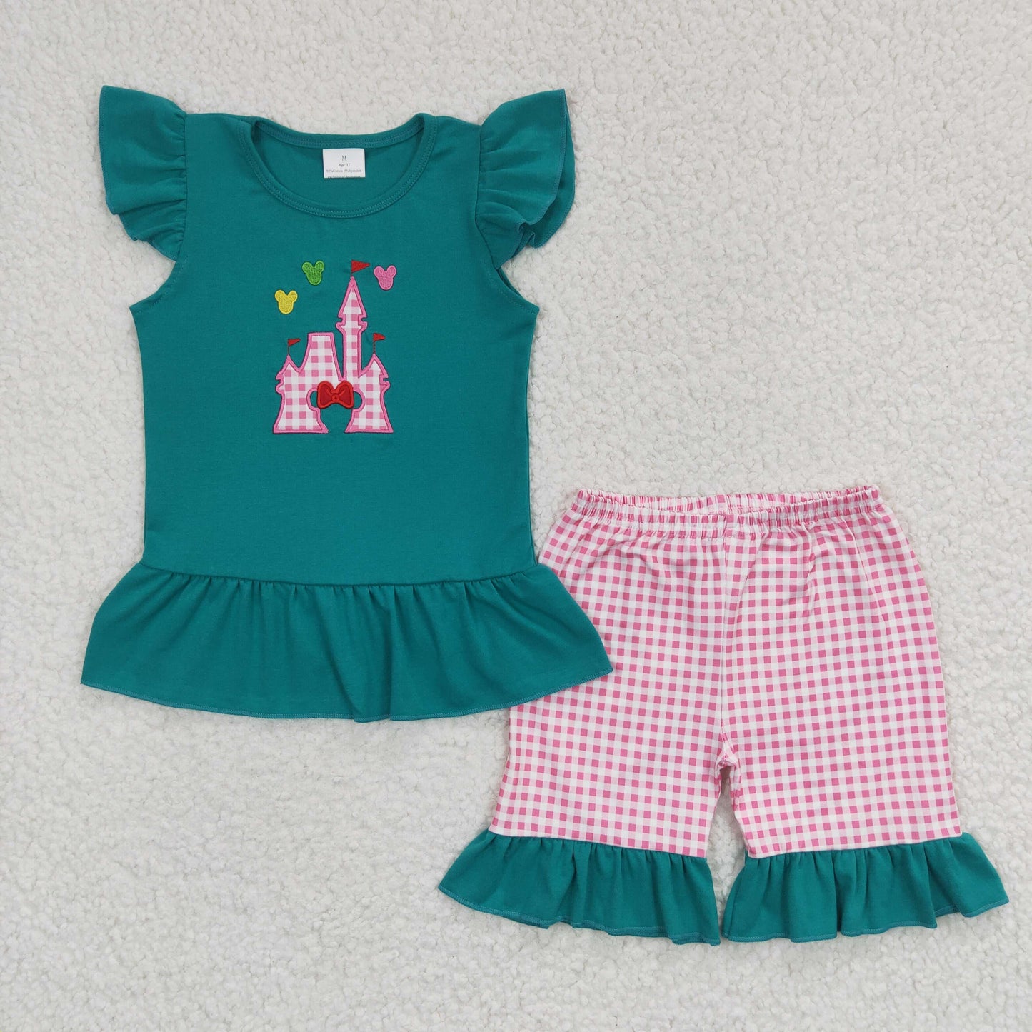 Embroidered Green Castle Girls Summer Set