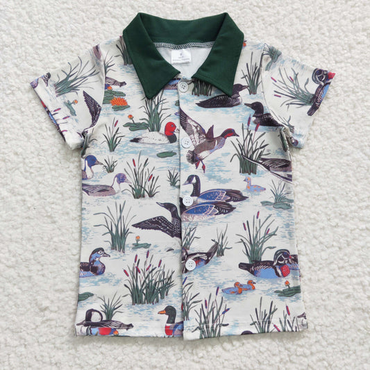 Duck Print With Button Boy Shirt