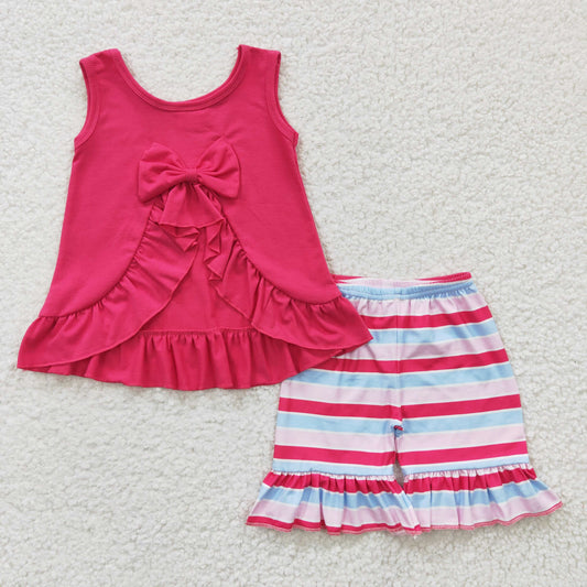 Pink Stripe Girl's Summer Set