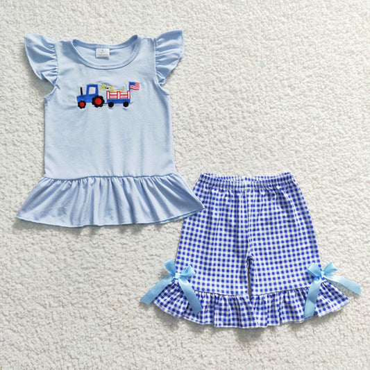 July of 4th Embroidered Girls Summer Set