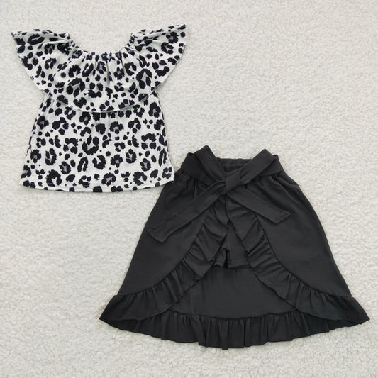 Leopard Black Girls Suit Summer Set