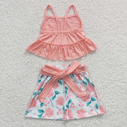 Summer Pink Flowers Girls Outfits
