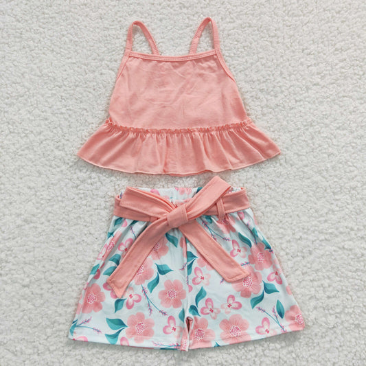Summer Pink Flowers Girls Outfits